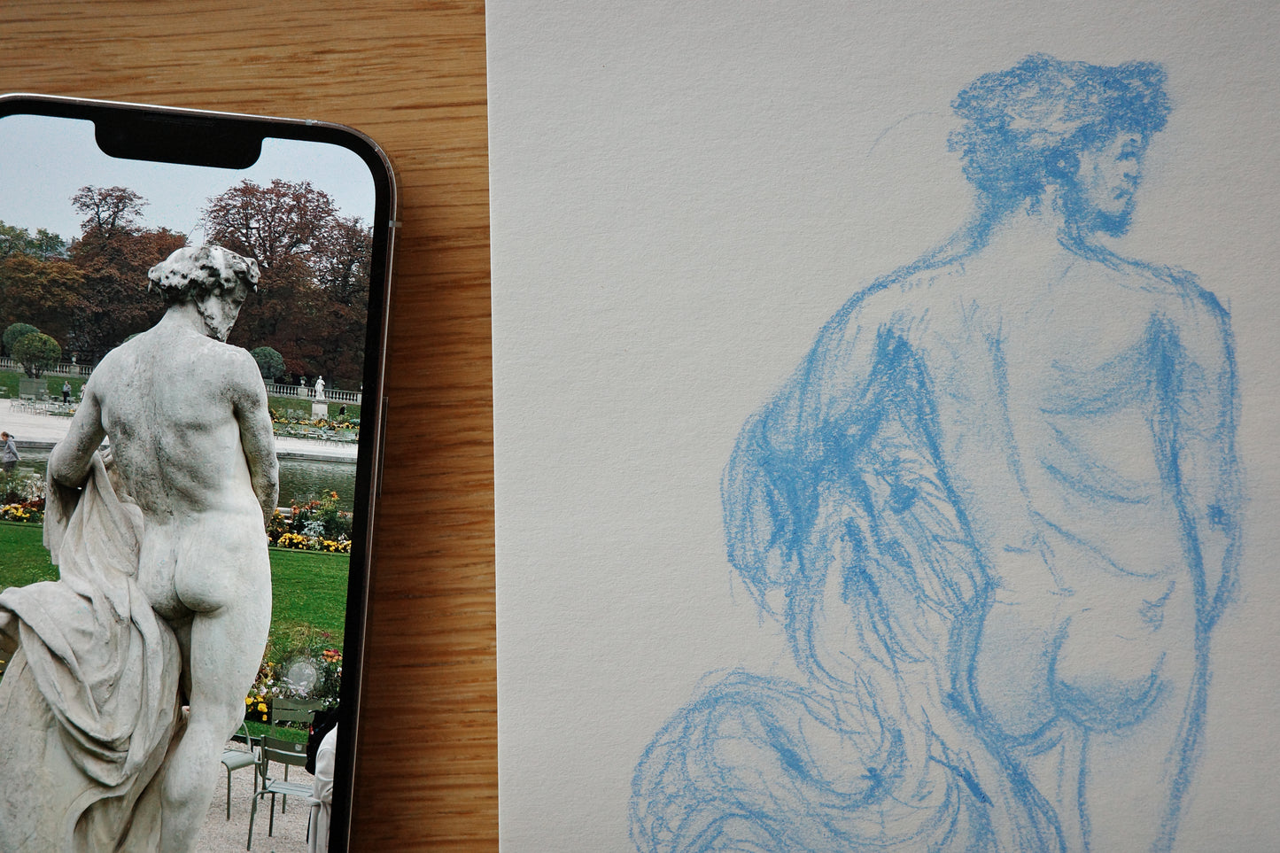 Greek actor, art, visual work, sketching, pastel pencil